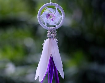 Charm attrape-rêves violet, bijou de sac, pendentif voiture, attrape-rêves de voiture, breloque voiture bohème violet, breloque gitane hippie