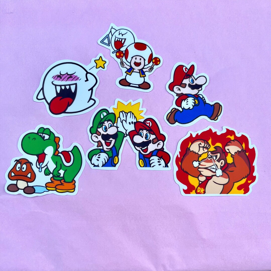 Super Mario Sticker Set Classic Mario Kart Characters Set Perfect for Phone, Laptop