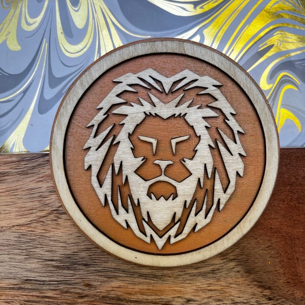 Lion wood coaster | 3D wood coaster, Lion king coaster, wildlife wall art, kitchen decor counter, house warming gift, unique gift, lion mane