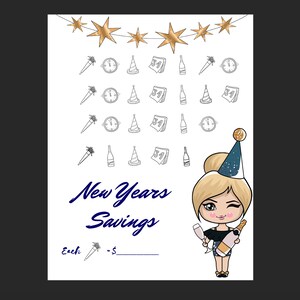 New Years Sinking Fund Tracker- Blonde Party Hat-Printable/Digital