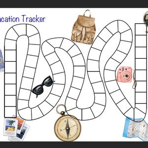 Game board Vacation. Tracker- Printable