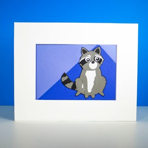 Original Raccoon Hand-cut Paper Illustration