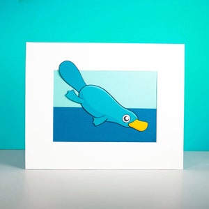 Original Platypus Hand-cut Paper Illustration