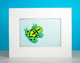 Original Poison Dart Frog Hand-cut Paper Illustration