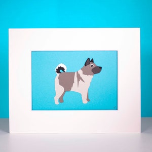 Original Norwegian Elkhound Hand-cut Paper Illustration