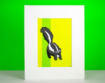 Original Skunk Hand-cut Paper Illustration