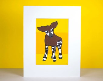 Original Okapi Hand-cut Paper Illustration