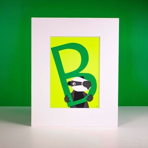 Original « B is for Badger » Illustration découpée à la main