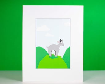 Original Goat Hand-cut Paper Illustration