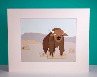 Original Bison Hand-cut Illustration