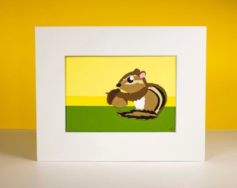 Original Chipmunk Hand-cut Paper Illustration