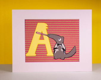 Original "A is for Anteater" Hand-cut Illustration