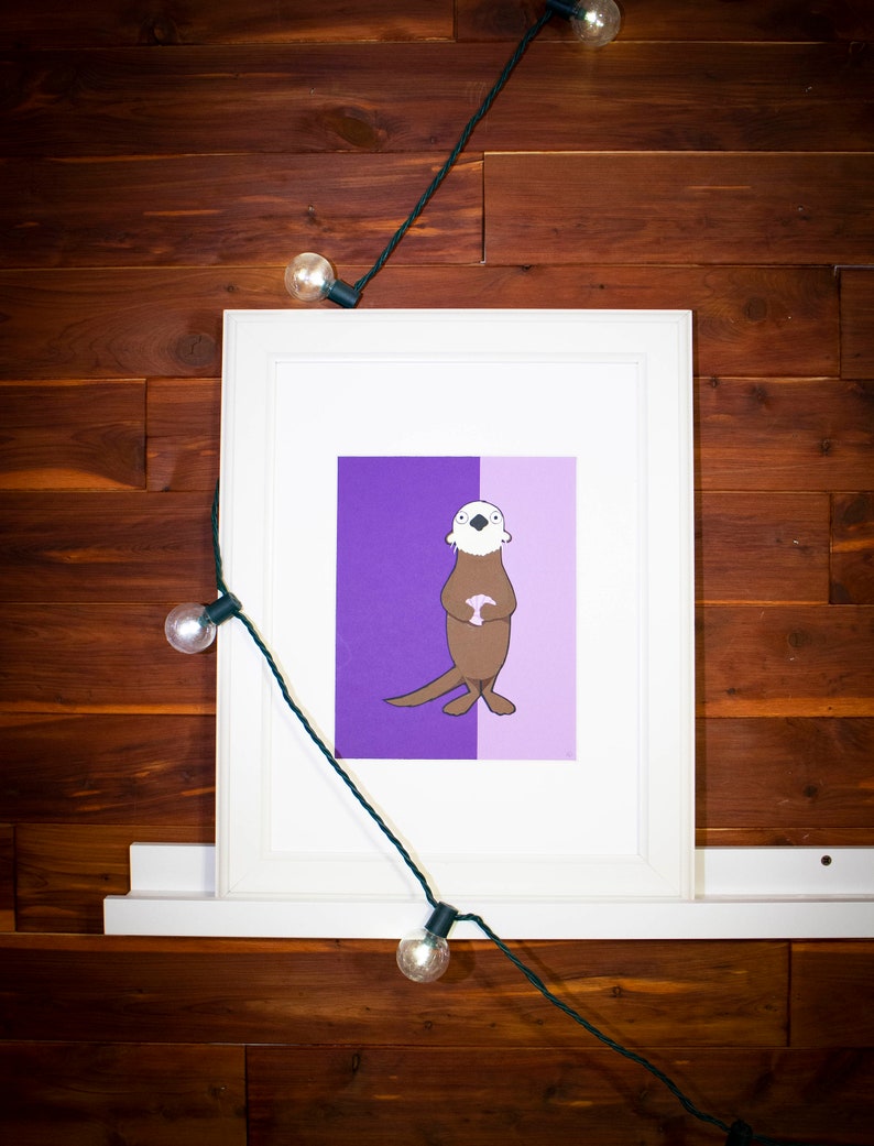 Original Otter Hand-cut Paper Illustration image 5