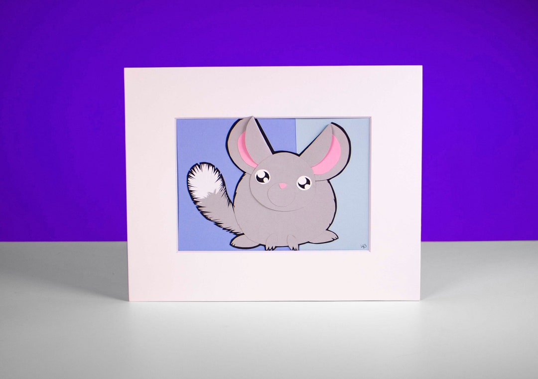 Original Chinchilla Handcut Paper Illustration Etsy