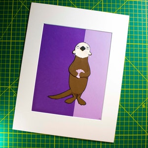 Original Otter Hand-cut Paper Illustration image 3