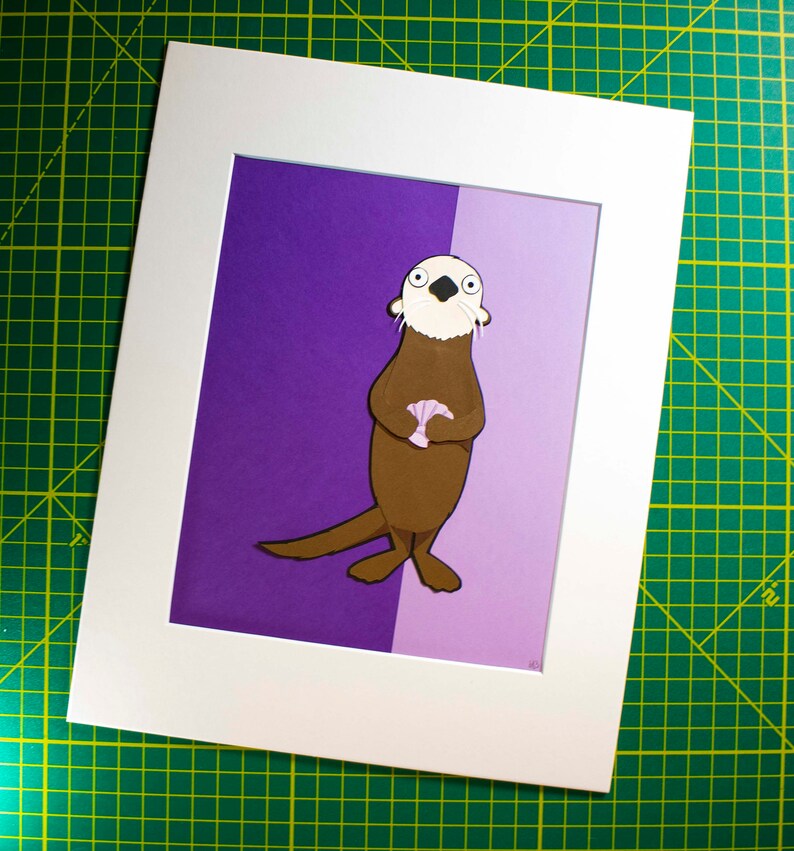 Original Otter Hand-cut Paper Illustration image 3