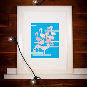 Original Flamingos Hand-cut Paper Illustration image 5