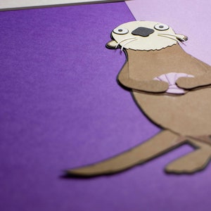 Original Otter Hand-cut Paper Illustration image 4