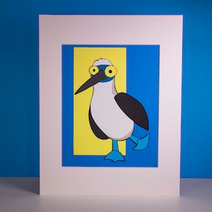 Original Booby de patas azules Ilustración de papel cortado a mano