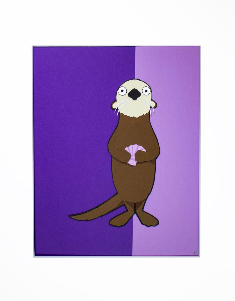 Original Otter Hand-cut Paper Illustration image 2