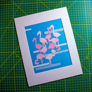 Original Flamingos Hand-cut Paper Illustration image 4