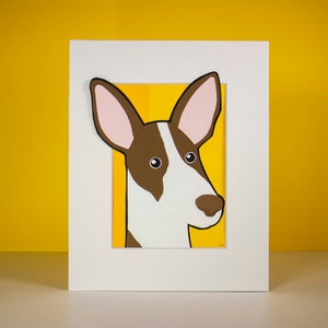 Original Ibizan Hound Hand-cut Paper Illustration