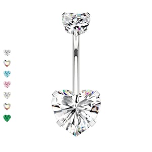 Crystal Heart Belly Button Piercing