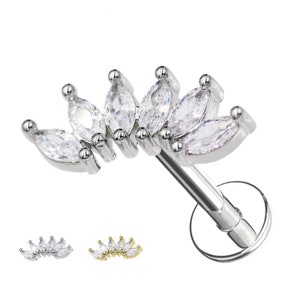6 Petal Crystal Cartilage Studs