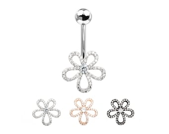 Crystal Flower Navel Piercing