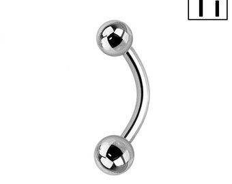 PWM-001 Banaan-wenkbrauwpiercing in titanium en met externe schroefdraad