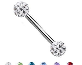 Barbell with Glitter Epoxy Ball - 1.6*6 mm