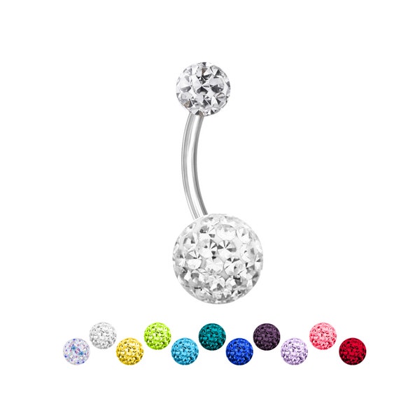 Piercing Banane Boule Multi-Cristaux