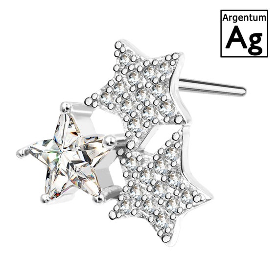 Boucles D'oreilles Puces étoiles - Argent 925 Plaqué - Clous - Neuves Avec étiquettes - Pour Femme