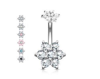 Piercing Nombril Fleur De Cristal