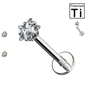 Labret Piercing with Star Shaped Crystal