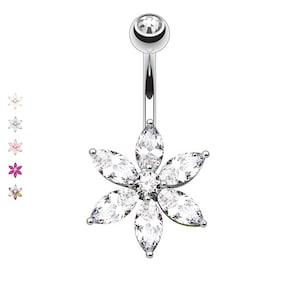Steel Colored Crystal Belly Button Piercing