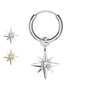 Piercing Earring in the shape of an 8-pointed star
