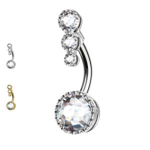Banana Belly Button Piercing with Crystals
