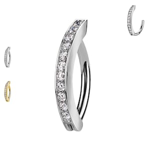 Banana Belly Button Hoop Piercing with Crystals