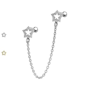 Helix/Tragus Barbell Star Pierced with Chain