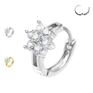 Flower Ear Piercing with Crystals