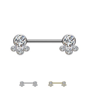 Barbell Nipple with 4 Crystals