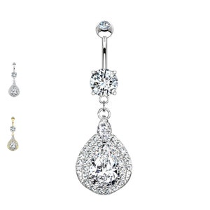 Banana Piercing with Crystals, Water Drop Frame Pendant
