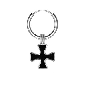 Basic Circle Ear Piercing with Black Cross