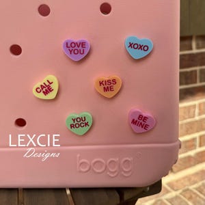 Candy Heart Bogg Bag Charms (Pack of 6), Conversation Heart Charms, Bogg Bag Charms