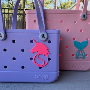Bogg Bag Mermaid Tail and Unicorn Monograms, Bogg Bag Charms, Bitty Bogg Bag Charms, Bogg Bag Accessories, Bogg Bag Buttons, Pool Bag Charms