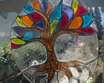 Stained Glass multi color Tree OF Life