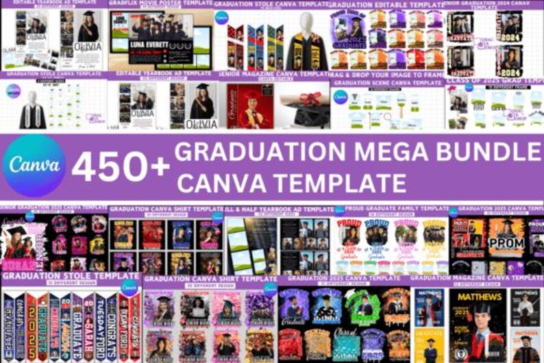 2025 Grad Student Graduation Canva Bundle Pack Templates - Etsy
