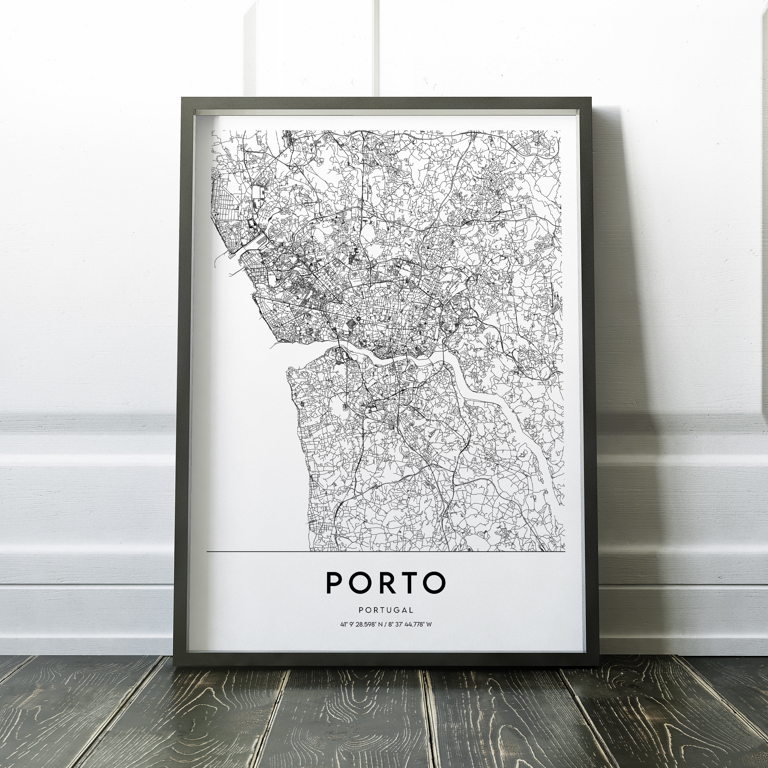 Porto Karte Minimalistische Karte Porto Poster Porto Art | Etsy