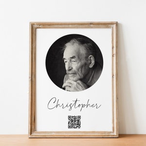 Memorial Print with QR Code Leading to Audio or Video • Funeral Gifts for Loved Ones • Loss & Grief Gift Ideas • Minimalist Home Decor